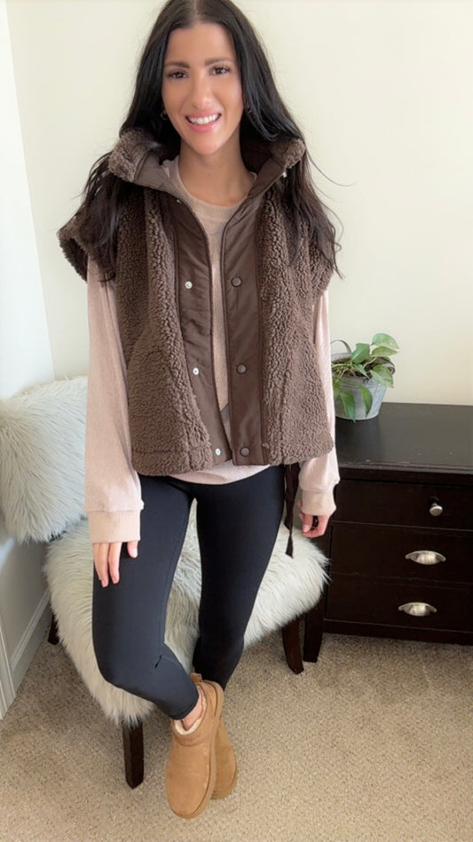 Cozy Mock Neck Sherpa Vest