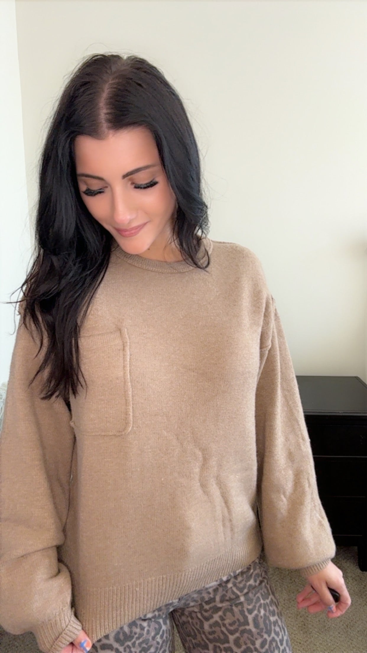 Solid Pocket Pullover Sweater