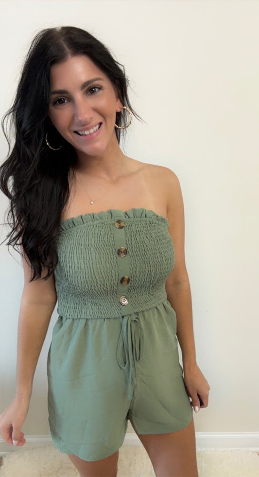 Smocked Strapless Romper