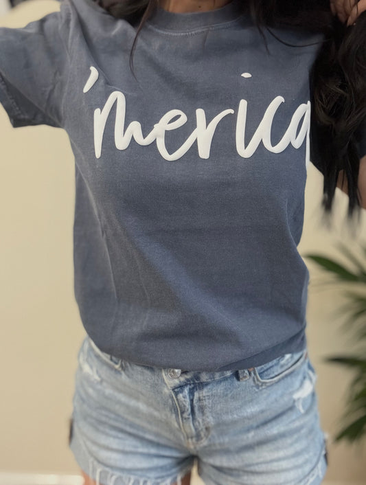 'Merica Puff Letter Graphic Tee