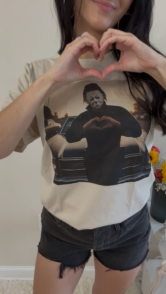 Michael Myers Halloween Heart Hands - Cream