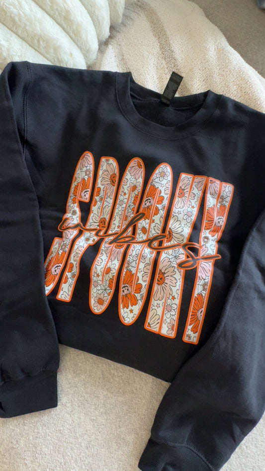 Pumpkins & Floral Spooky Vibes Sweatshirt