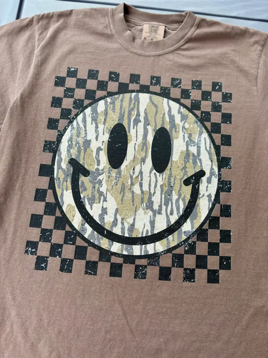 Checkered Camo Smiley Tee