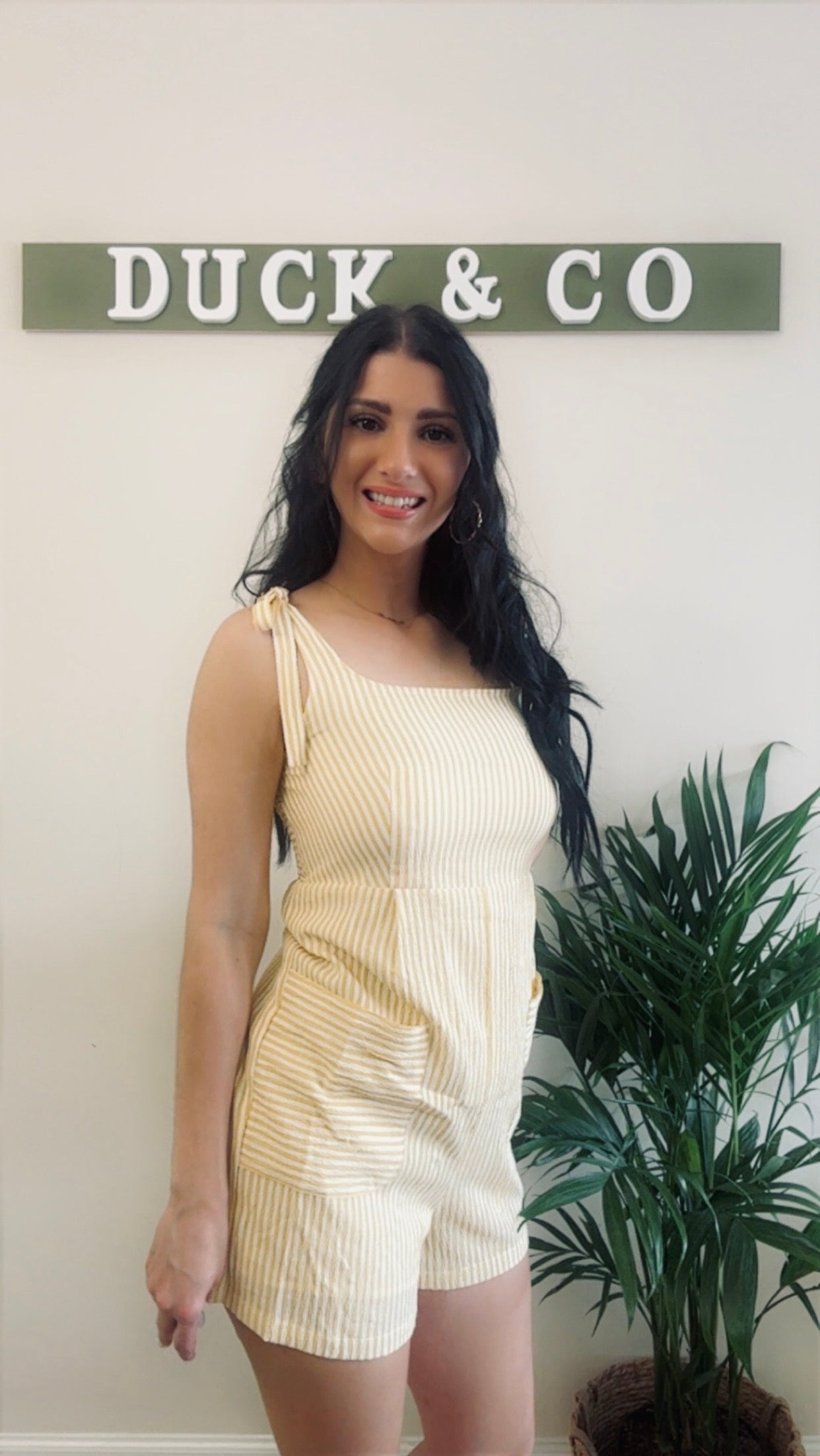 Yellow Stripe Wide Leg Romper