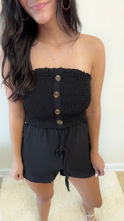 Smocked Strapless Romper