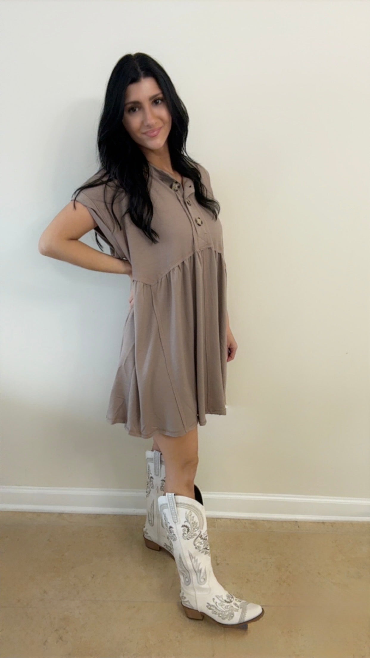 The Nest Khaki Babydoll Dress