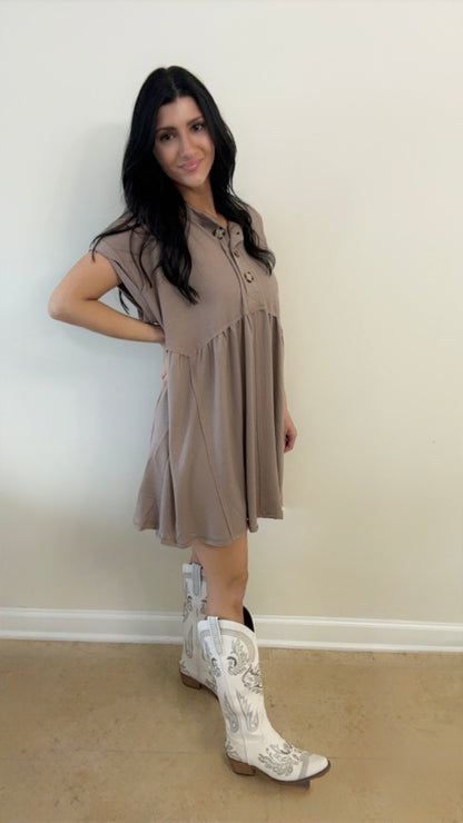 The Nest Khaki Babydoll Dress