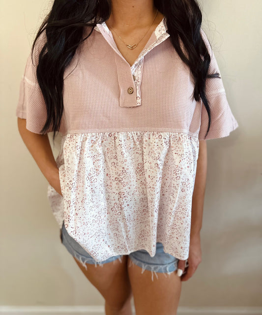 Floral Patchwork Reverse Seam Top