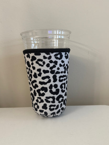 White Animal Print Coffee Sleeve