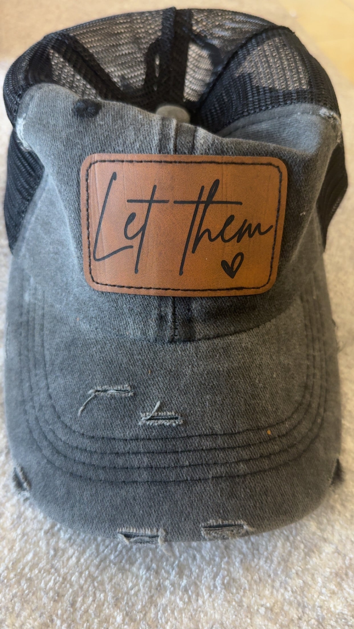 "Let Them" Leather Patch Distressed Hat