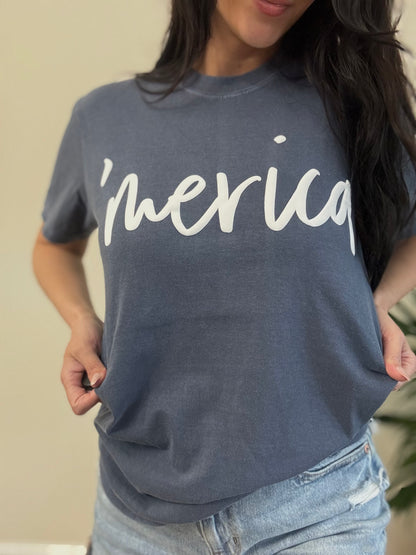 'Merica Puff Letter Graphic Tee
