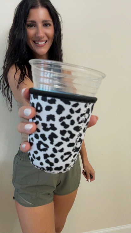 White Animal Print Coffee Sleeve