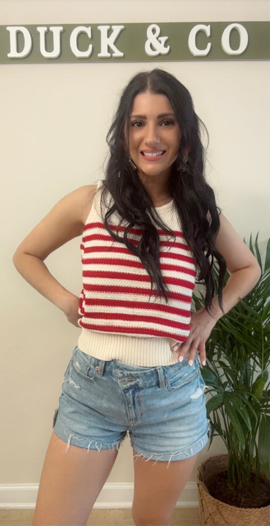 Red Stripe Knit Tank