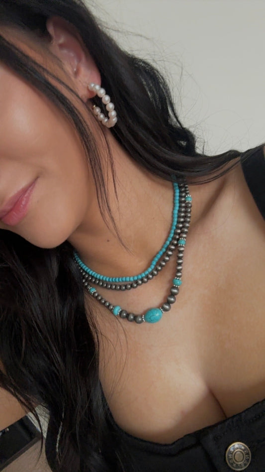 Western Turquoise Three Layer Necklace