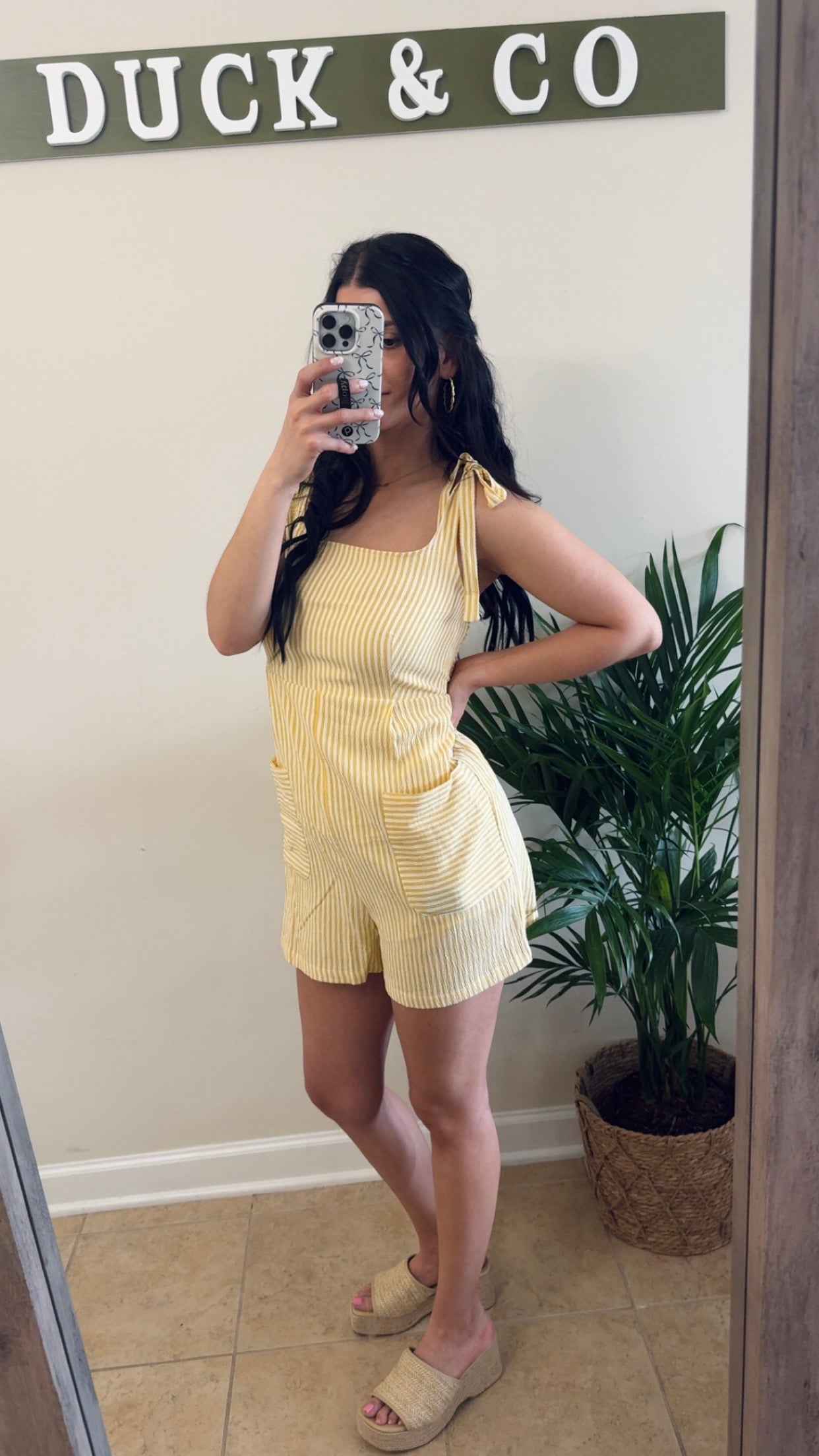 Yellow Stripe Wide Leg Romper