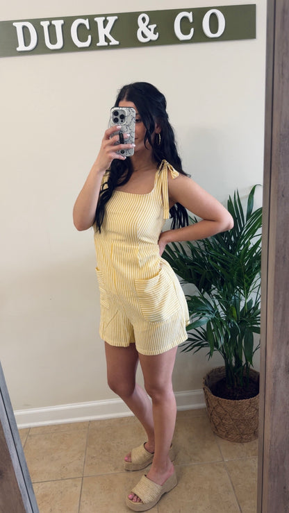 Yellow Stripe Wide Leg Romper